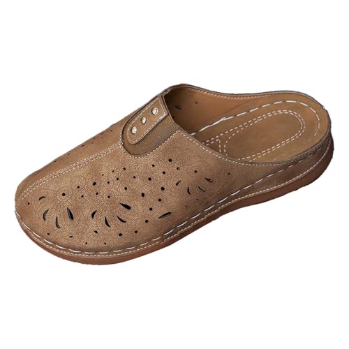 Clogs Damen Dicke Sohle Pantoletten Hausschuhe Gummisohle Sandalen rutschfest Gartenschuhe Komfort Slip-On Einfarbig von BIBOKAOKE