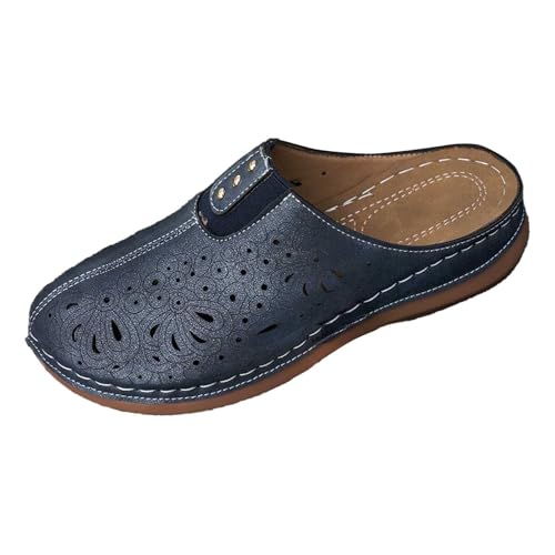 Clogs Damen Dicke Sohle Pantoletten Hausschuhe Gummisohle Sandalen rutschfest Gartenschuhe Komfort Slip-On Einfarbig von BIBOKAOKE