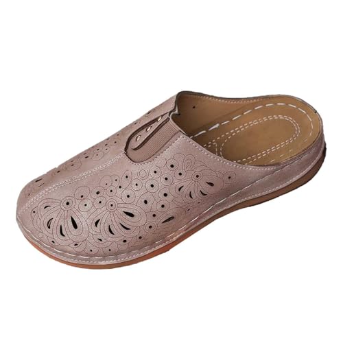 Clogs Damen Dicke Sohle Pantoletten Hausschuhe Gummisohle Sandalen rutschfest Gartenschuhe Komfort Slip-On Einfarbig von BIBOKAOKE