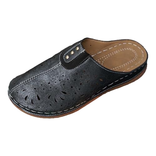 Clogs Damen Dicke Sohle Pantoletten Hausschuhe Gummisohle Sandalen rutschfest Gartenschuhe Komfort Slip-On Einfarbig von BIBOKAOKE