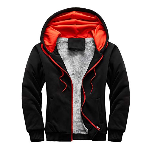 Herren Daunenjacken Fashion Thermojacke mit Kapuze Schneefeldjacke Fleece Warme Reißverschluss Outwear Kalter Winter Gepolsterte Herrenjacke Herbst Wanderjacke Streetwear Jagd-Bekleidung von BIBOKAOKE