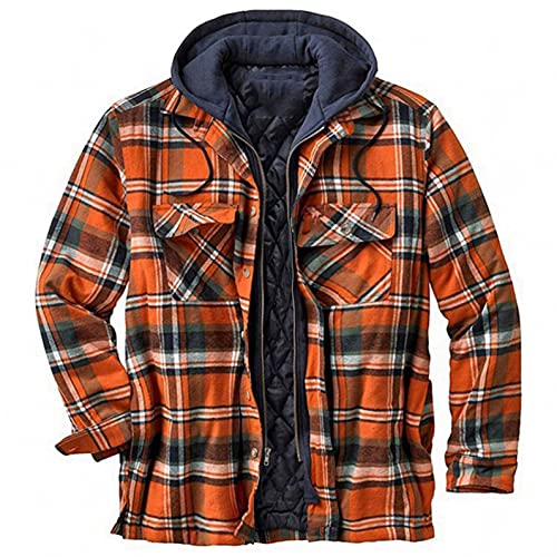 Herren Übergangsjacke Hemdjacke Kariert Winterjacke Warm Dickeshemd Kapuzenjacke Klassisch Thermohemd Holzfällerhemd Plus Größe Zipper Jacke Herbst Winter Baumwolljacke Sportjacke Bomberjacke von BIBOKAOKE