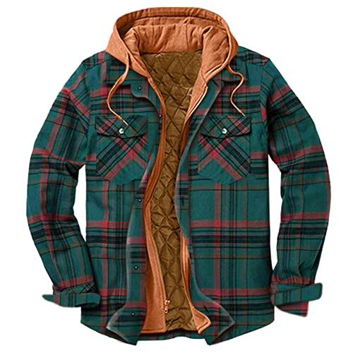 Herren Übergangsjacke Hemdjacke Kariert Winterjacke Warm Dickeshemd Kapuzenjacke Klassisch Thermohemd Holzfällerhemd Plus Größe Zipper Jacke Herbst Winter Baumwolljacke Sportjacke Bomberjacke von BIBOKAOKE