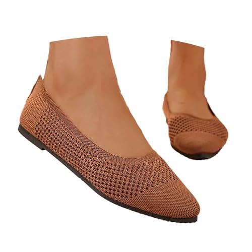Loafers Damen Einfarbige Freizeitschuhe Gewebte Mesh Spitzsandalen Slip on Tanzschuhe Leicht Leinenschuhe Elegant Balerinaschuhe Mittelalter Schuhe Flache Gymnastikschuhe Orthorinas Ballerina von BIBOKAOKE