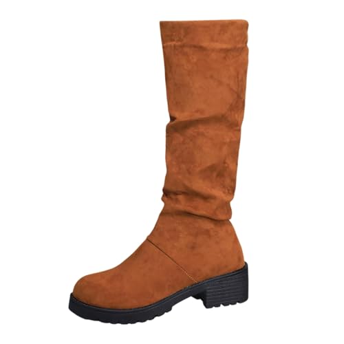 Stiefeletten Damen Bequeme Plüsch Wildleder Elegant Winterboots Mode Halbhoch Stiefel Lässig Spitzer Zehenpartie Kniehohe Damenstiefel Arbeitsstiefel Boots von BIBOKAOKE