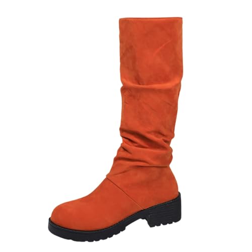 Stiefeletten Damen Bequeme Plüsch Wildleder Elegant Winterboots Mode Halbhoch Stiefel Lässig Spitzer Zehenpartie Kniehohe Damenstiefel Arbeitsstiefel Boots von BIBOKAOKE