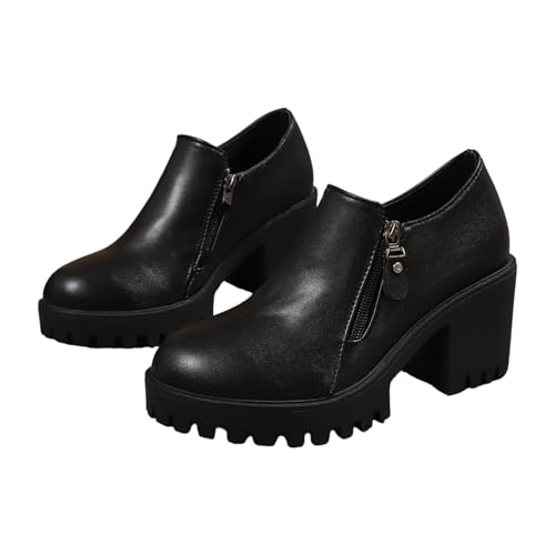 Stiefeletten Damen Einfarbig Winterboots Klobiger Hoher Absatz Bequem Gefütterte Ankle Boots Leichte Lockerer Blockabsatz Stiefeletten Damen Einfarbig Winterboots Klobiger Hoher Absatz Bequem Gefütterte Ankle Boots Leichte Lockerer Blockabsatz von BIBOKAOKE