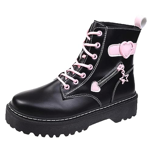 Stiefeletten Damen Schwarz Damenschuhe Schlupfstiefel Warm Westernstiefel Hohe Stiefel Plateaustiefel Low-Top Übergangsstiefel Shock Absorbing Knee Stiefel High-Top Winterstiefel Reitstiefel von BIBOKAOKE