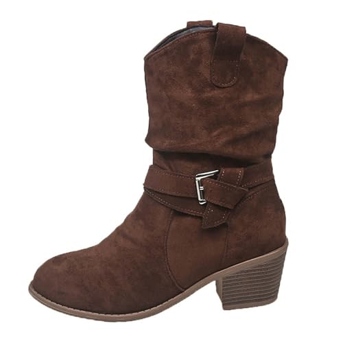 Stiefeletten Damen Warme Winterboots Stiefel Rutschfester Winterstiefel Halbstiefel Für Drinnen Und Draußen Lockerer Ankle Boots von BIBOKAOKE