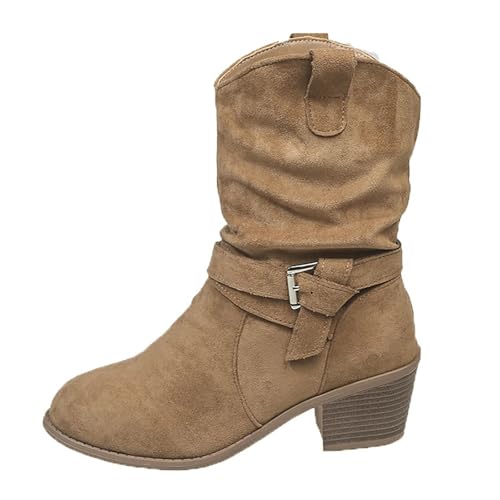 Stiefeletten Damen Warme Winterboots Stiefel Rutschfester Winterstiefel Halbstiefel Für Drinnen Und Draußen Lockerer Ankle Boots von BIBOKAOKE