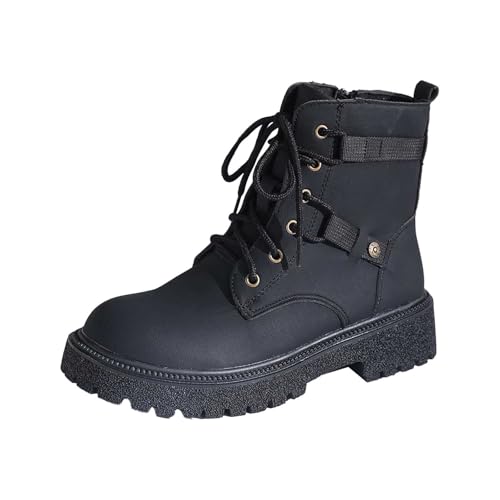 Stiefeletten Damen lässige Mode Boots Warm Gefüttert mit Blockabsatz Zipper Rutschfeste Wanderschuhe Stiefel von BIBOKAOKE