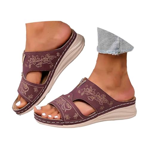 Strandschuhe Damen Sandalen Plateau Strandschuhe Bequem Sommerschuhe Leicht Loafers Wasserdicht Freizeitschuhe Freizeit Stoffschuhe Orthopädische Slipper Mit Keilabsatz Fitnessschuhe Huasschuhe von BIBOKAOKE
