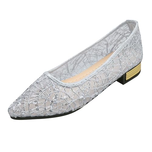 Trachtenschuhe Pumps Damen - Atmungsaktiv rutschfest Weiche Spitze Zehe Elegante Schuhe Klassische Dicker Absatz Vielseitig von BIBOKAOKE