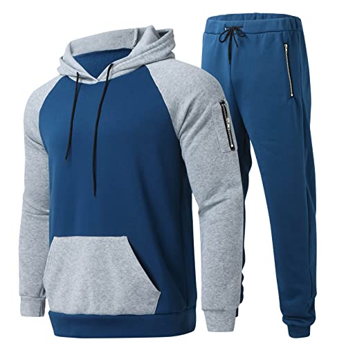 Trainingsanzug Herren Jogginganzug Herbst Winter Fleece Langarm Sportanzug Fashion Hoodie Sweatshirt + Hose Freizeitanzug Kapuzenpullover Jogginghose für Gym Fitness Basketball Activewear-Set von BIBOKAOKE