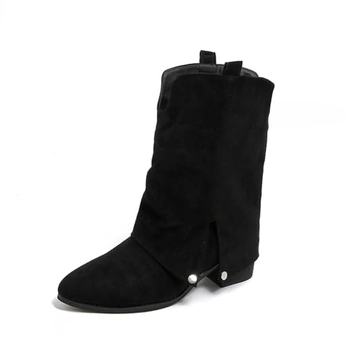 Winterstiefel Damen Warm Winterschuhe Stiefeletten Wildleder Bequeme Denim Gefütterte Schneestiefel Winter Halbhoch Stiefel Ankle Boots von BIBOKAOKE