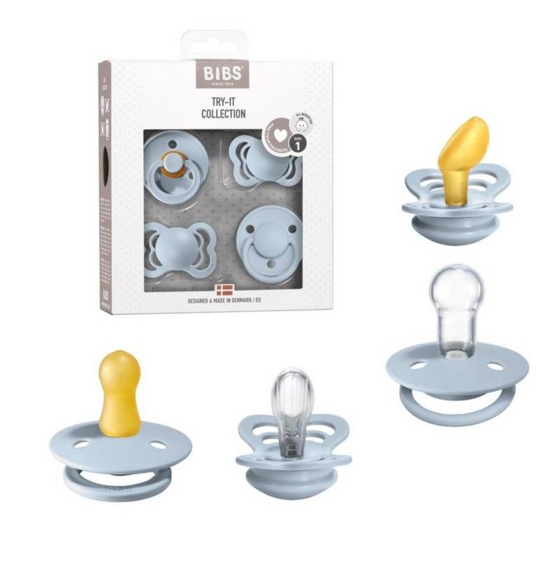 BIBS Schnuller TryIt 4er Probierpack Blue Hellblau von BIBS