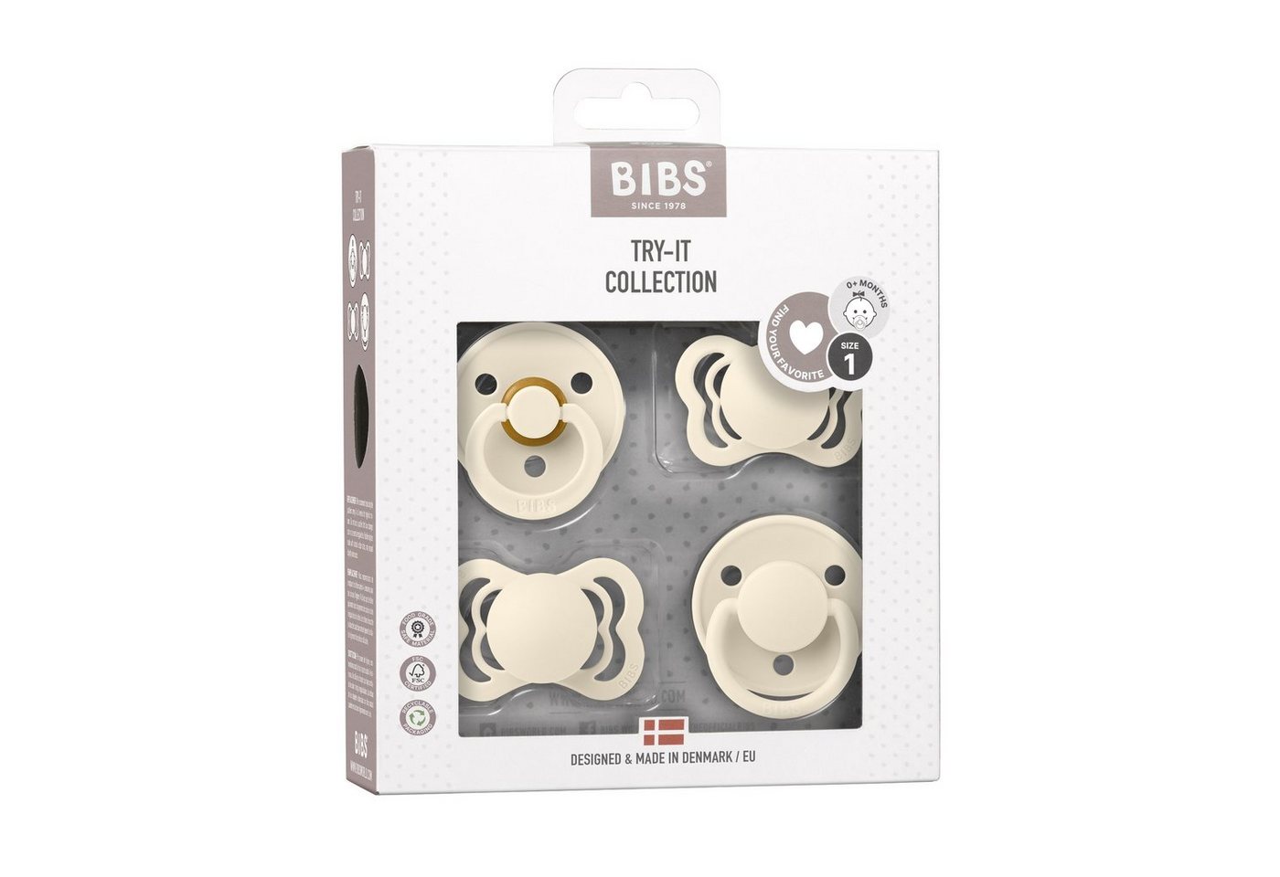 BIBS Schnuller TryIt 4er Probierpackung Ivory Creme von BIBS