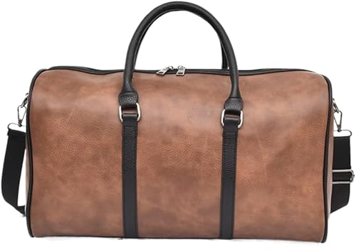 BIBTOO Cabin Bag Popular Style Men Business Leather Travel Bag Weekender for Man (Chocolate)(1) von BIBTOO
