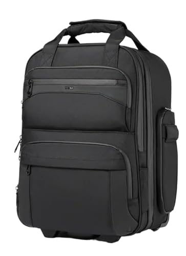 BIBTOO Herren Trolley Tasche Handtasche mit Rollen Trolley Tasche Handgepäck Reisekoffer, 1, 46*33*24CM von BIBTOO