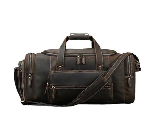 Big Capacity Male Travel Duffel Cowhide Weekend Bag Carry on Extra Large Luggage Bag Men 's Leather Travel Bag von BIBTOO