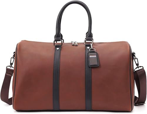 Cabin Bag Travel Bag Men Leather Handbag Large Capacity Hand Luggage Bag Vintage Laptop Bag Multifunctional Sports Bags von BIBTOO