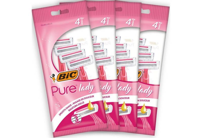 BIC Einwegrasierer BIC Pure 3 Lady Rasierer Damen, 16 Einwegrasierer mit je 3 Klingen, 16-tlg. von BIC