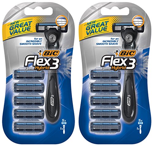 Bic Flex 3 Hybrid Razor For Men - 5 Cartridges & 1 Handle Per Package - Pack of 2 Packages Bic Flex 3 Hybrid Razor For Men - 5 Cartridges & 1 Handle Per Package - Pack of 2 Packages von BIC