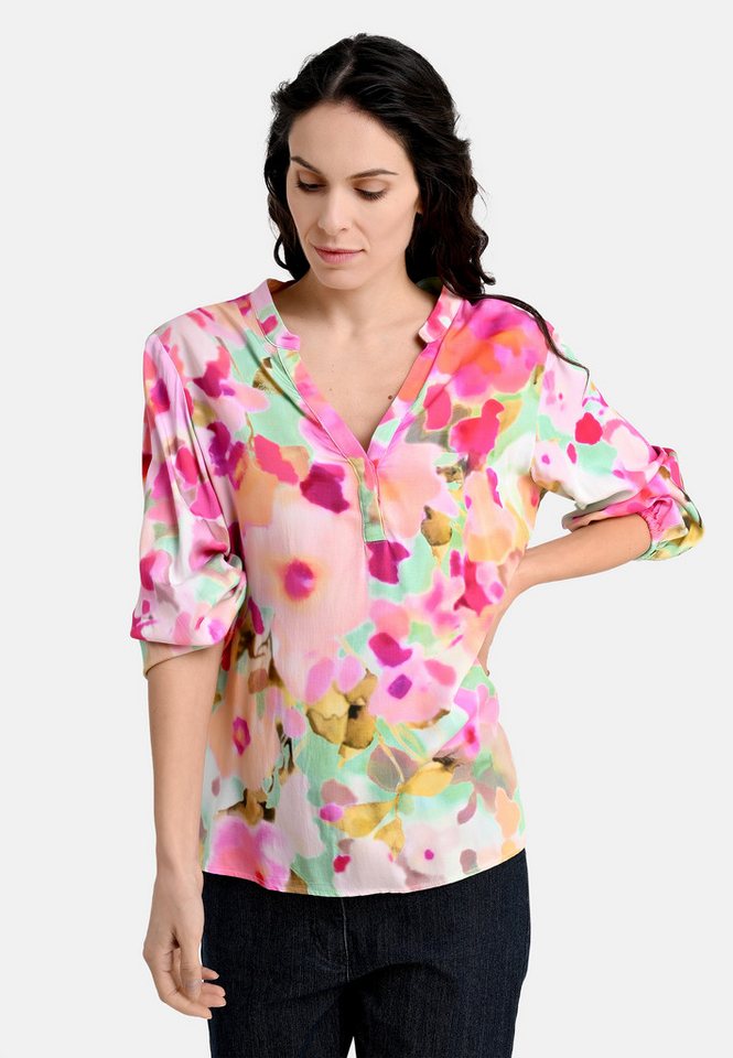 BICALLA Blusentop Bluse mit Blüten-Aquarell-Print in Rosa/Mint BICALLA Blusentop Bluse mit Blüten-Aquarell-Print in Rosa/Mint von BICALLA
