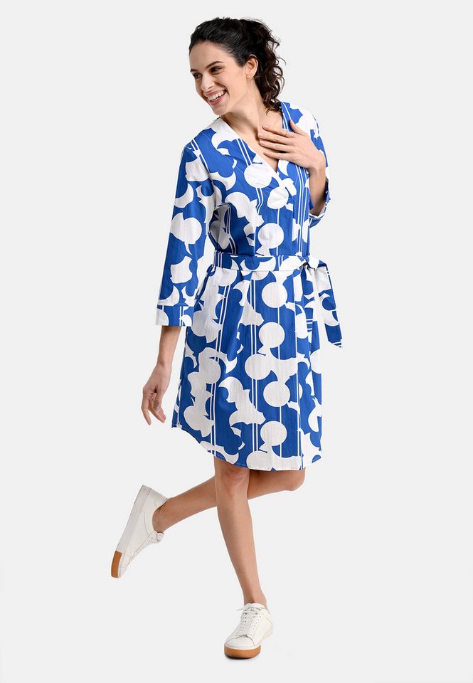BICALLA Midikleid Blusenkleid mit Grafik-Print in Blau/Weiß (1-tlg) von BICALLA