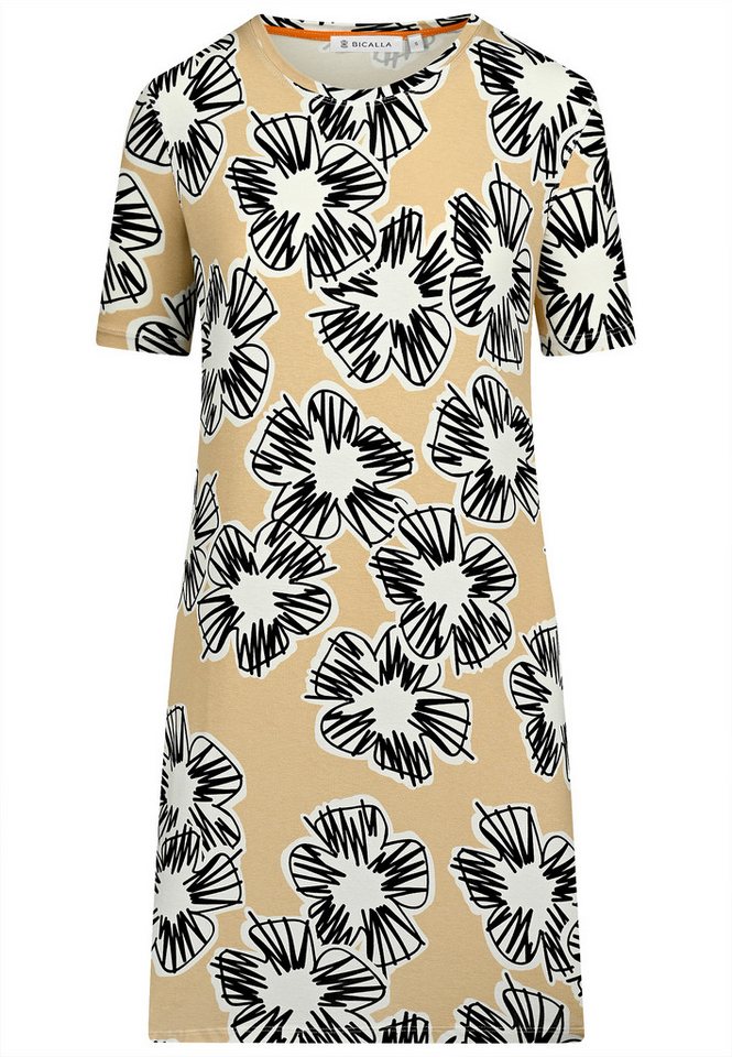 BICALLA Midikleid Jersey-Kleid mit Blüten-Print in Sand/Schwarz (1-tlg) von BICALLA