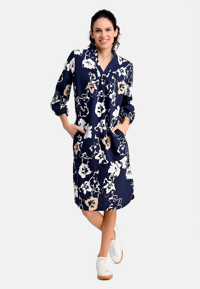 BICALLA Midikleid Kleid mit Blüten-Print in Dunkelblau/Weiß (1-tlg) von BICALLA