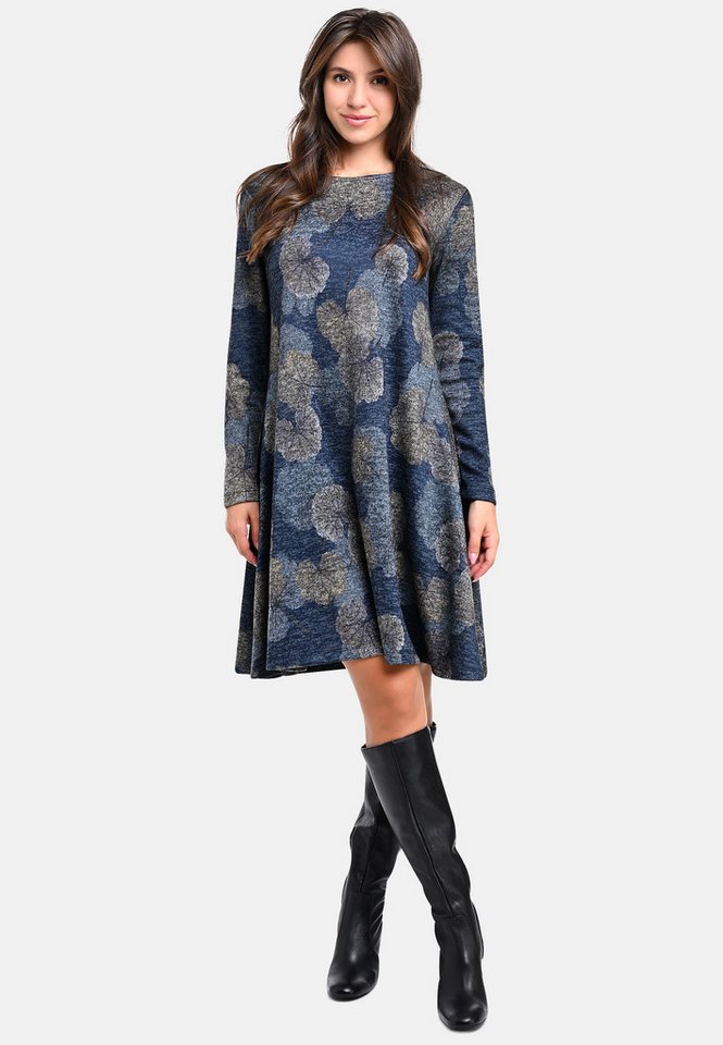 BICALLA Midikleid Kleid mit Ginko-Print in Blau/Grau (1-tlg) von BICALLA