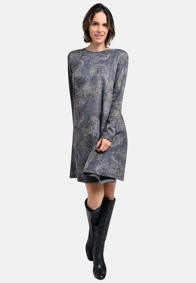 BICALLA Midikleid Kleid mit Ginko-Print in Grau/Blau von BICALLA