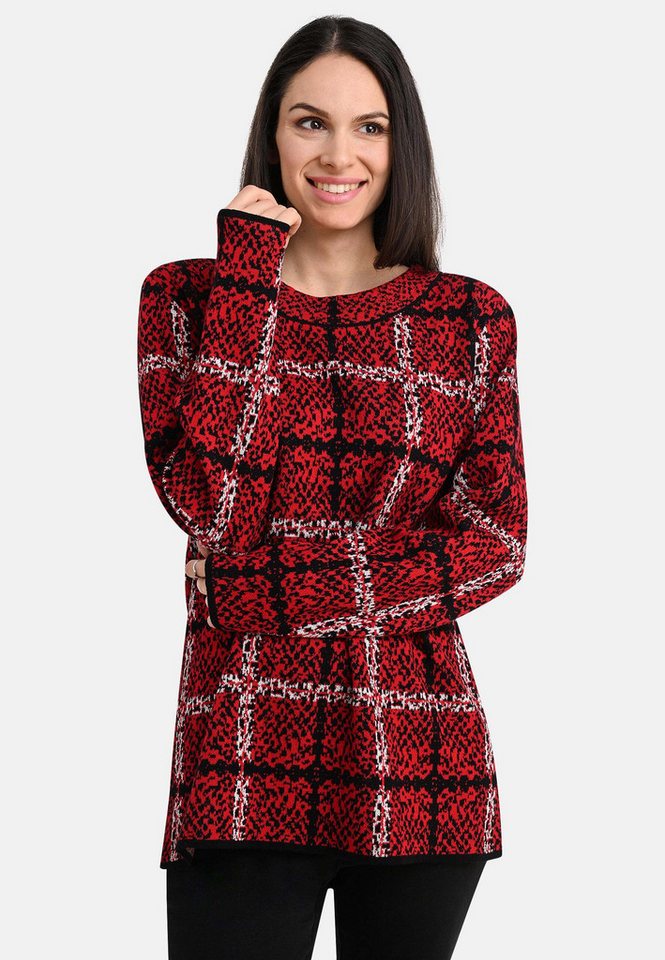 BICALLA Strickpullover Pullover Checks - 07/red-white-black (1-tlg) von BICALLA