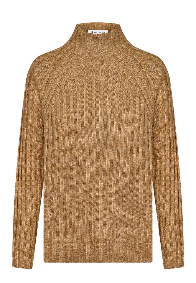 BICALLA Strickpullover Rippstrickpullover in Curry (1-tlg) von BICALLA