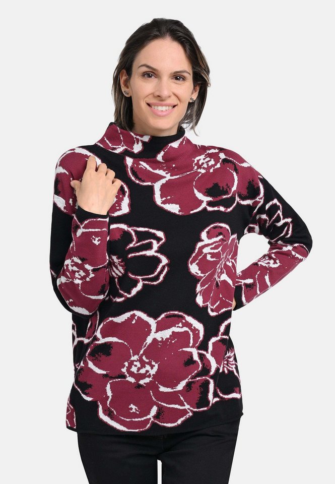 BICALLA Strickpullover Strickpullover in Bordeaux/Schwarz (1-tlg) von BICALLA