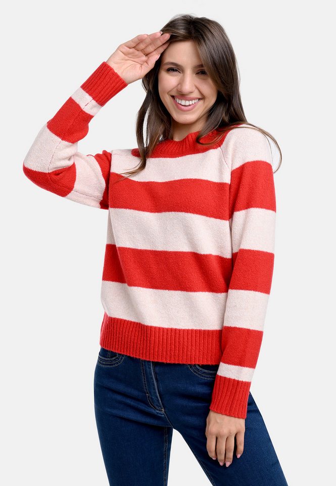 BICALLA Strickpullover Strickpullover in Rot/Rosésand (1-tlg) von BICALLA