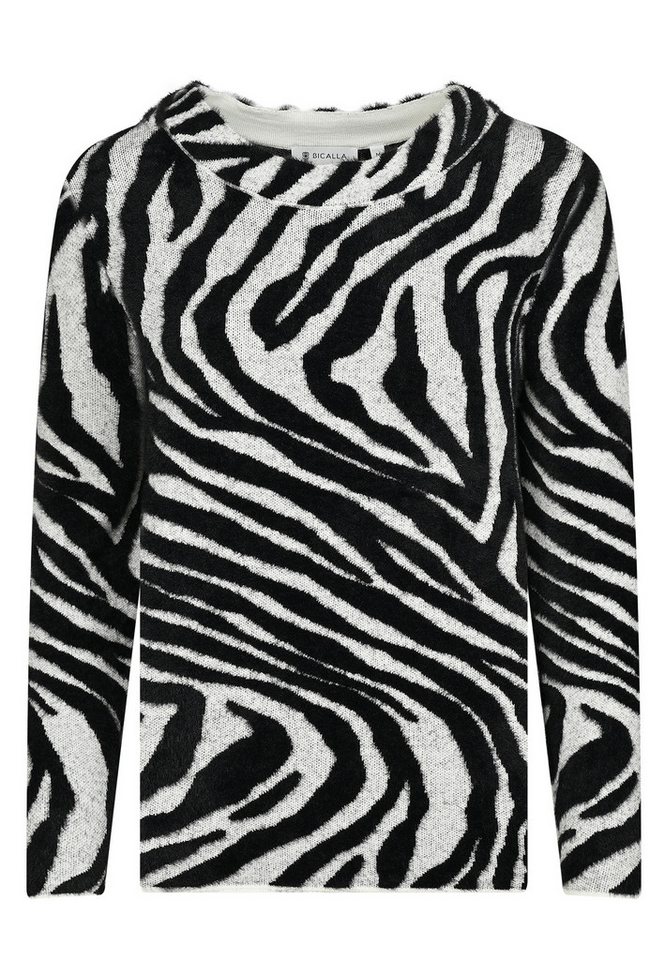 BICALLA Strickpullover Strickpullover mit Animal-Jacquard-Muster in Schwarz/Weiß (1-tlg) von BICALLA
