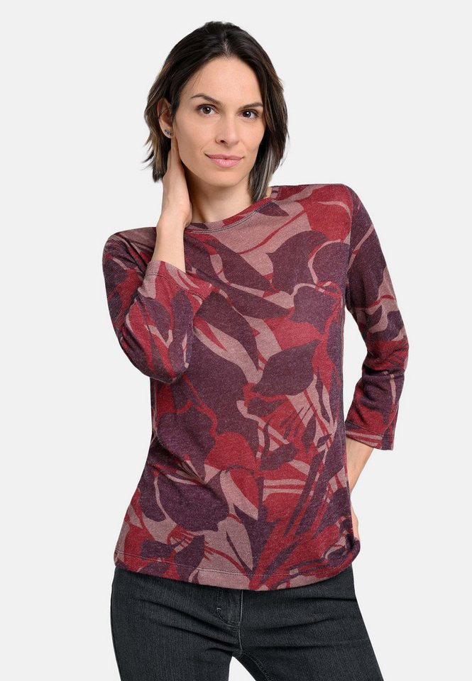 BICALLA T-Shirt Feinstrick-Shirt mit floralem Print in Bordeaux (1-tlg) von BICALLA