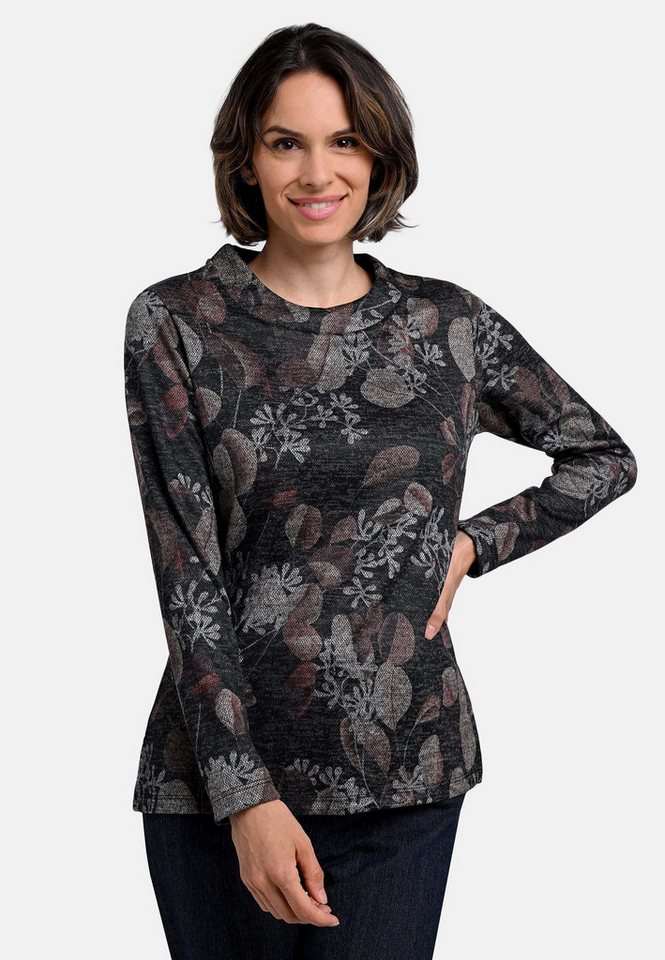 BICALLA T-Shirt Shirt mit Blätter-Print in Anthrazit/Braun (1-tlg) von BICALLA