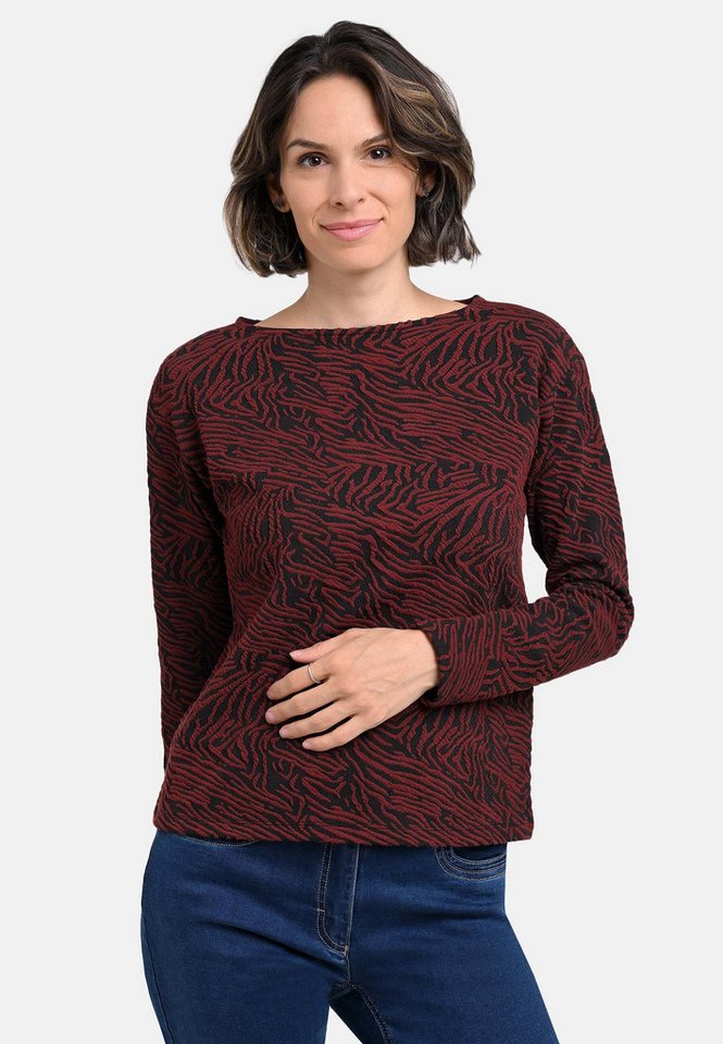 BICALLA T-Shirt Shirt mit Cloqué-Muster in Bordeaux/Schwarz (1-tlg) von BICALLA