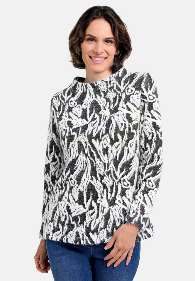 BICALLA T-Shirt Shirt mit Muster in Anthrazit/Weiß (1-tlg) von BICALLA