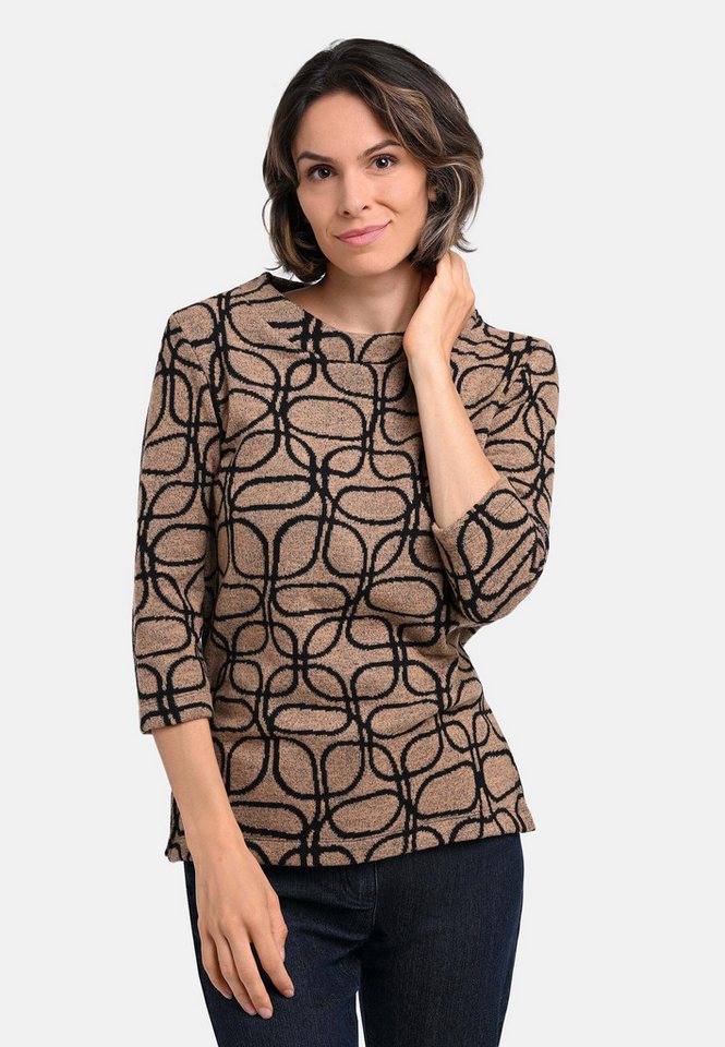 BICALLA T-Shirt Strick-Shirt mit Jacquard-Muster in Braun/Schwarz (1-tlg) von BICALLA