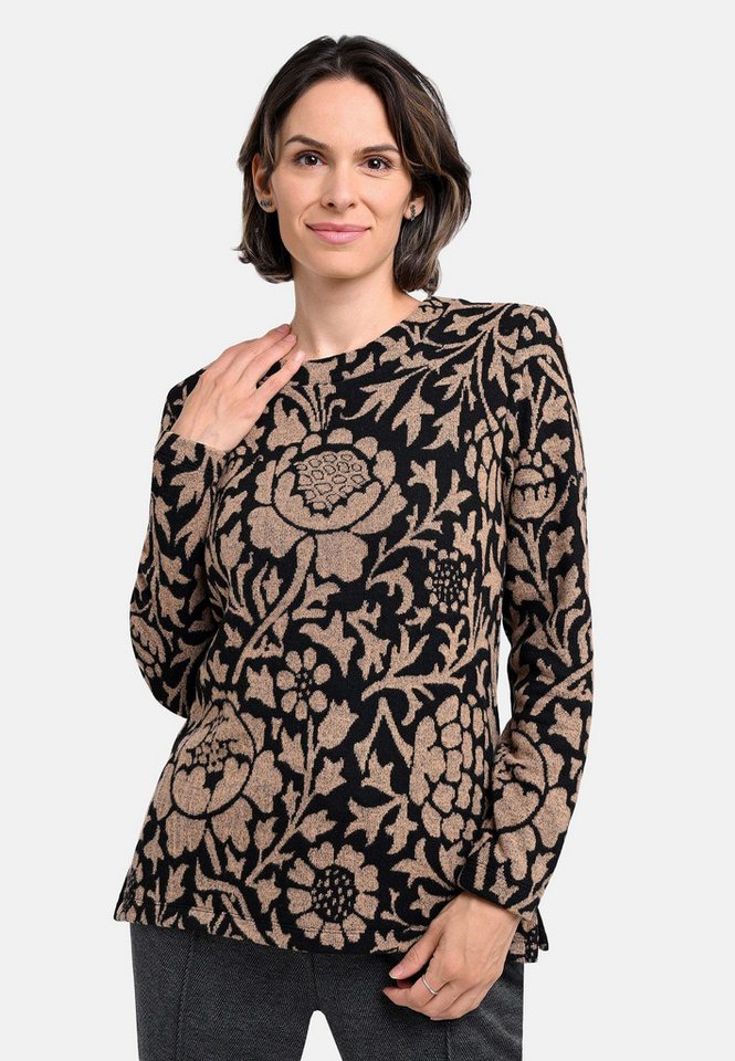 BICALLA T-Shirt Strick-Shirt mit Jacquard-Muster in Braun/Schwarz (1-tlg) von BICALLA