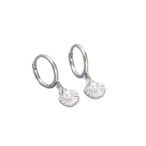 BICI 2 Stücke Muschel Ohrringe 925 Perlen Ohrringe Muschel Schmuck (Silber) von BICI