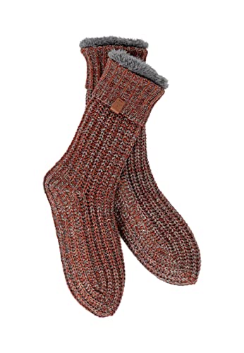 BICKLEY+MITCHELL Men's Multicolor with Faux-Fur Lining 1004-20-11-198 Slipper Sock, Dark RED Twist, One Size von BICKLEY+MITCHELL