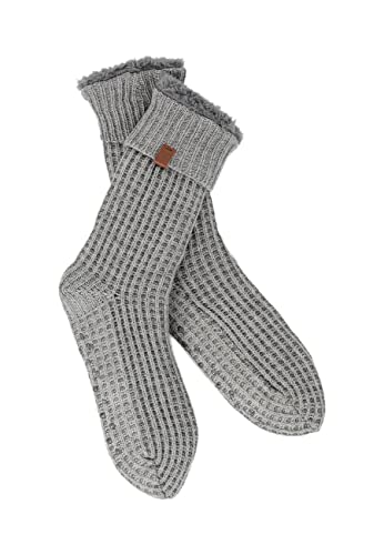 BICKLEY+MITCHELL Men's Waffle Structured with Faux-Fur Lining 1006-20-11-102 Slipper Sock, Grey Melee, One Size von BICKLEY+MITCHELL