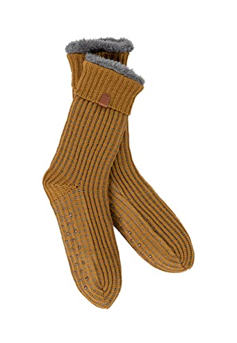 BICKLEY+MITCHELL Men's Waffle Structured with Faux-Fur Lining 1006-20-11-87 Slipper Sock, Camel, One Size von BICKLEY+MITCHELL