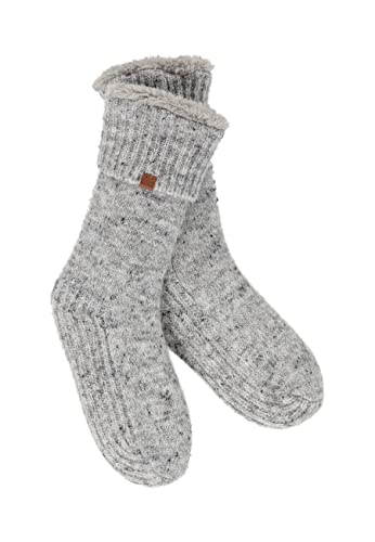 BICKLEY+MITCHELL Women's Fine Knitted Casual with Faux-Fur Lining 2044-20-11-101 Slipper Sock, Grey Melle, One Size von BICKLEY+MITCHELL