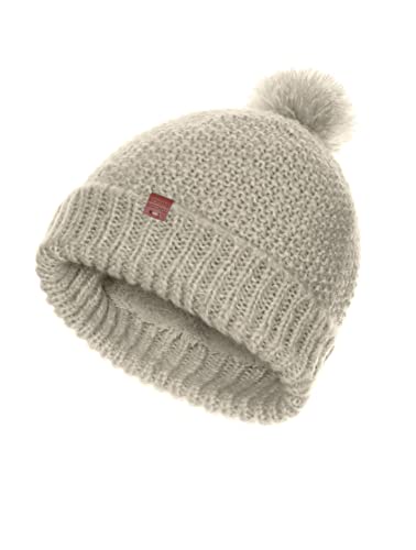 BICKLEY + MITCHELL Women's Soft Knitted Pom Womens with Teddy Lining 2022-01-10-117 Beanie Hat, Linen Twist, One Size von BICKLEY + MITCHELL